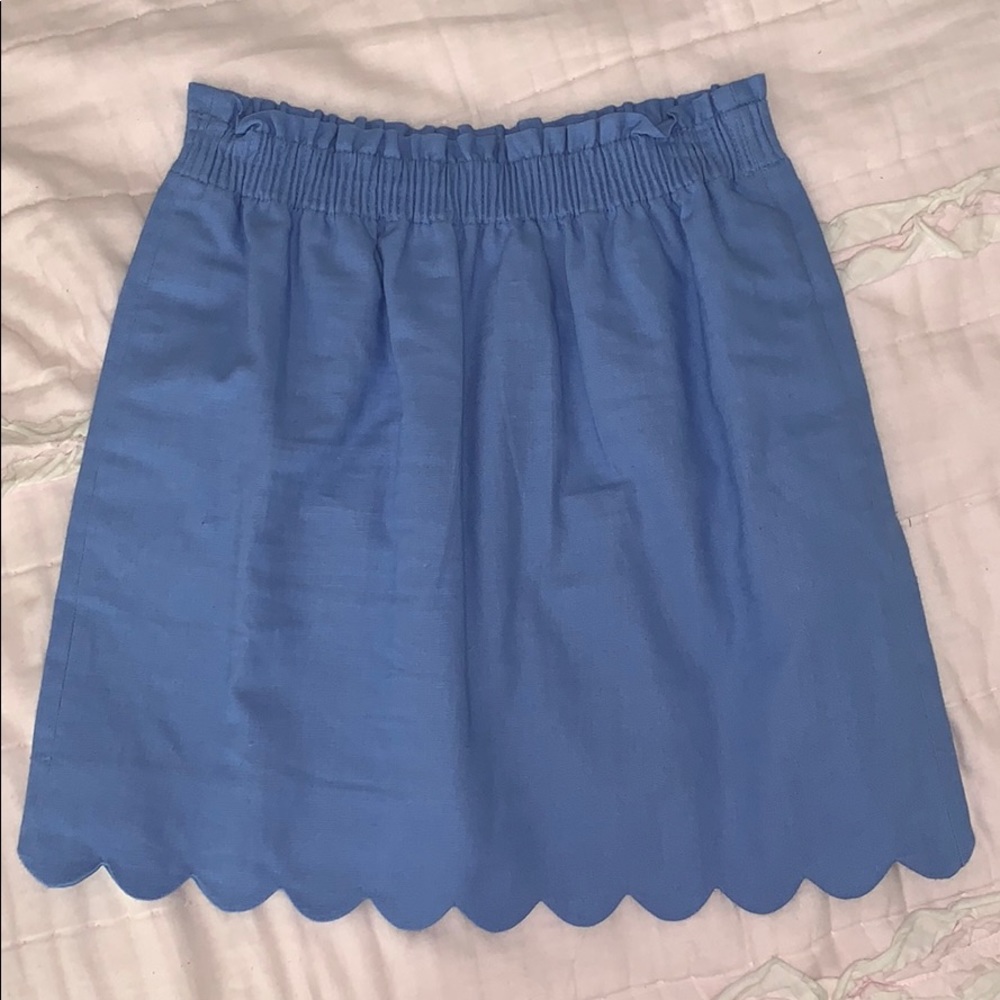 Sky blue scalloped jcrew skirt!